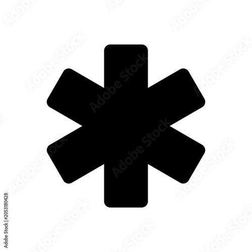 A clean, robust digital interface panel showing a substantial, rounded eight-pointed asterisk icon.