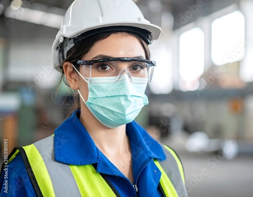 Healthcare worker wearing protective gear outdoors.
