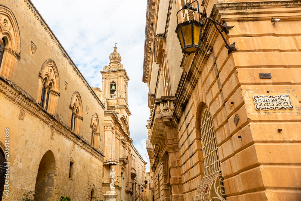 Fototapeta premium Malta, old castle Mdina cathedral city. Europe.