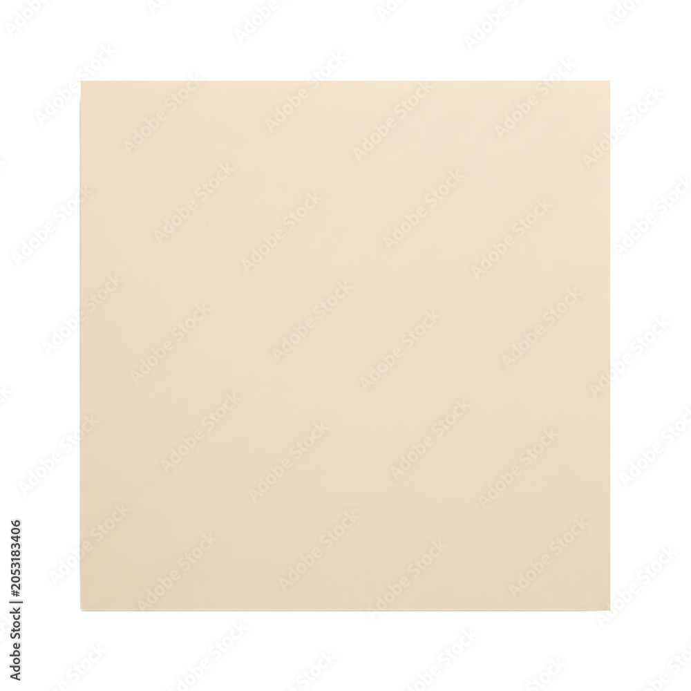 Fototapeta premium Blank smooth beige square paper texture isolated on transparent background