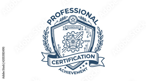Professional Technology Certification Badge Emblem Achievement