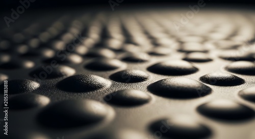 Close-up of textured surface with round raised patterns in soft lighting
