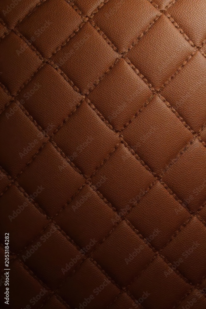 Fototapeta premium Close-up, textured brown leather upholstery seamless pattern, realistic, vector