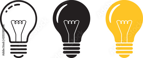 Creative Light Bulb Idea Icon Collection Vector Illustration