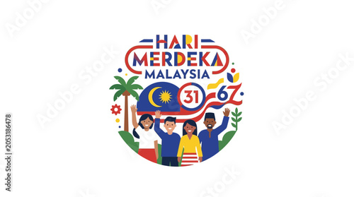 Bild auf Leinwand Hari Merdeka Malaysia 67th Independence Day Celebration Graphic