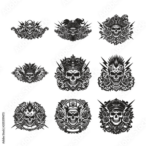 Black Skull Tattoos Collection Featuring Detailed Edgy Designs