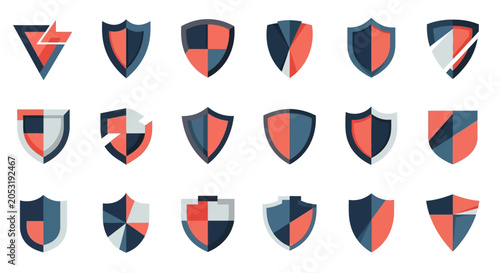 Modern Shield Icons - Security, Protection, Emblem, Badge, Safety