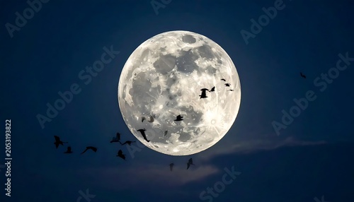 Close-up of a full moon in dark sky.