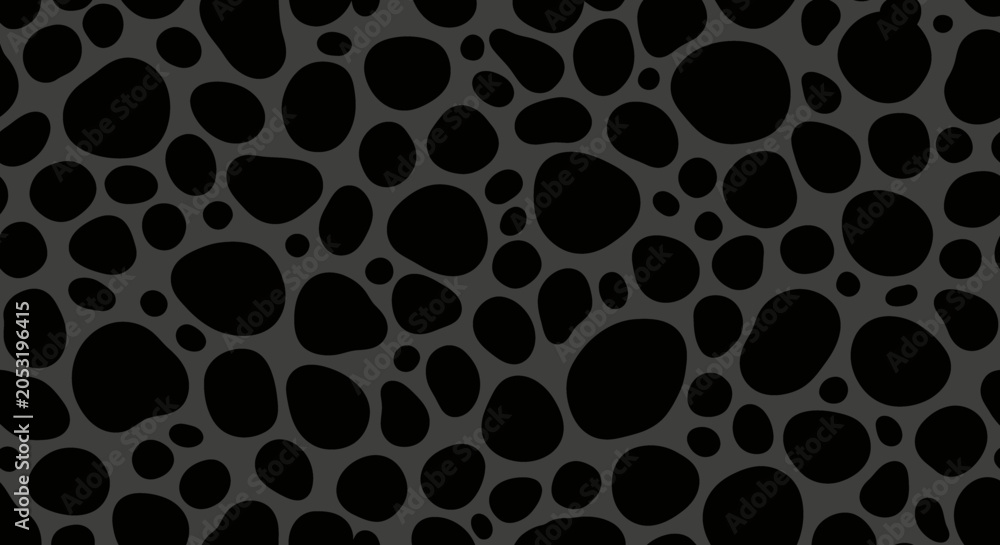 Obraz premium Abstract Organic Shapes Pattern, Black and Grey, Seamless Texture