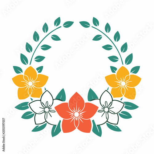 Floral Wreath with Orange, Yellow, and White Flowers