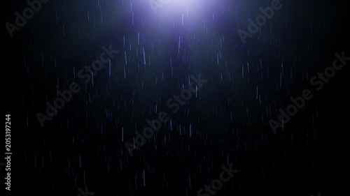 An animation of rain falling with light shining from above