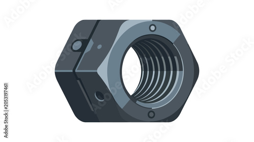 Фотография Large Metal Hexagonal Bolt Nut Closeup.