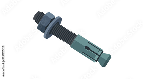 Green metal screw anchor bolt.