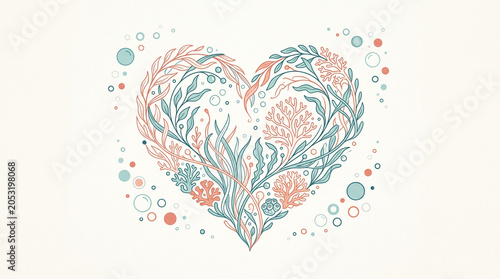 abstract floral heart ocean vector
