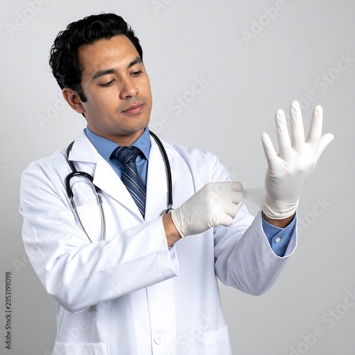 Professional businessman holding hands up in surprise.