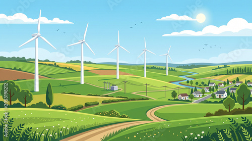 wind turbines farm