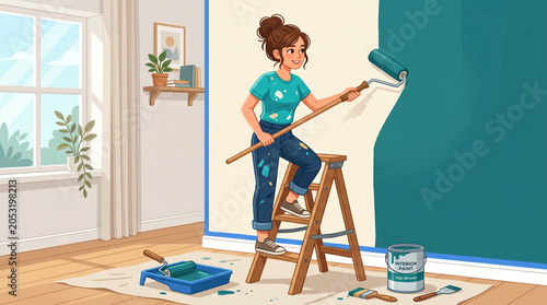 girl painting a wall