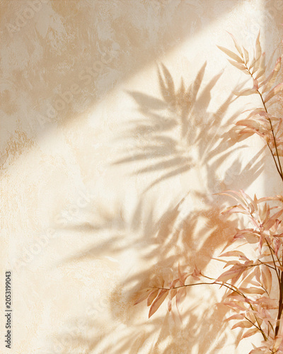 Minimalist Seamless Beige Palm Shadow Pattern