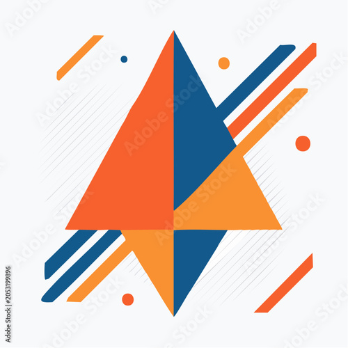 Abstract Geometric Shapes with Orange and Blue Colors