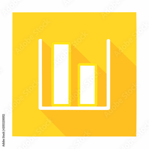 Flat design bar chart icon with long shadow