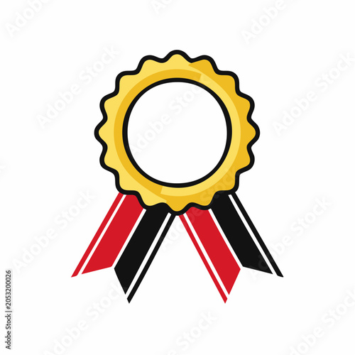 Gold Award Ribbon with Red and Black Ribbons