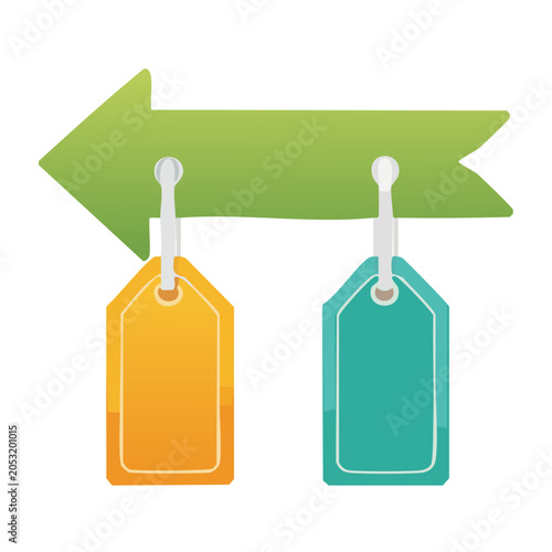 Price tags with discount arrow illustration