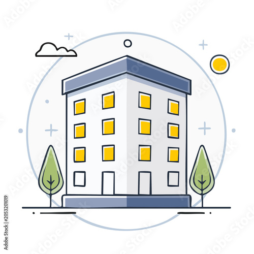 Modern apartment building illustration