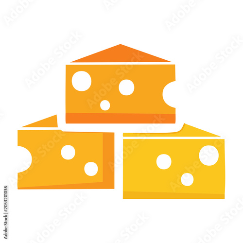 Three slices of cheese, flat design icon