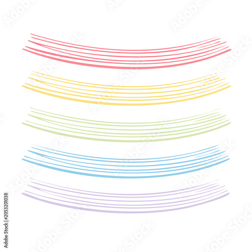 Set of colorful curved lines on white background