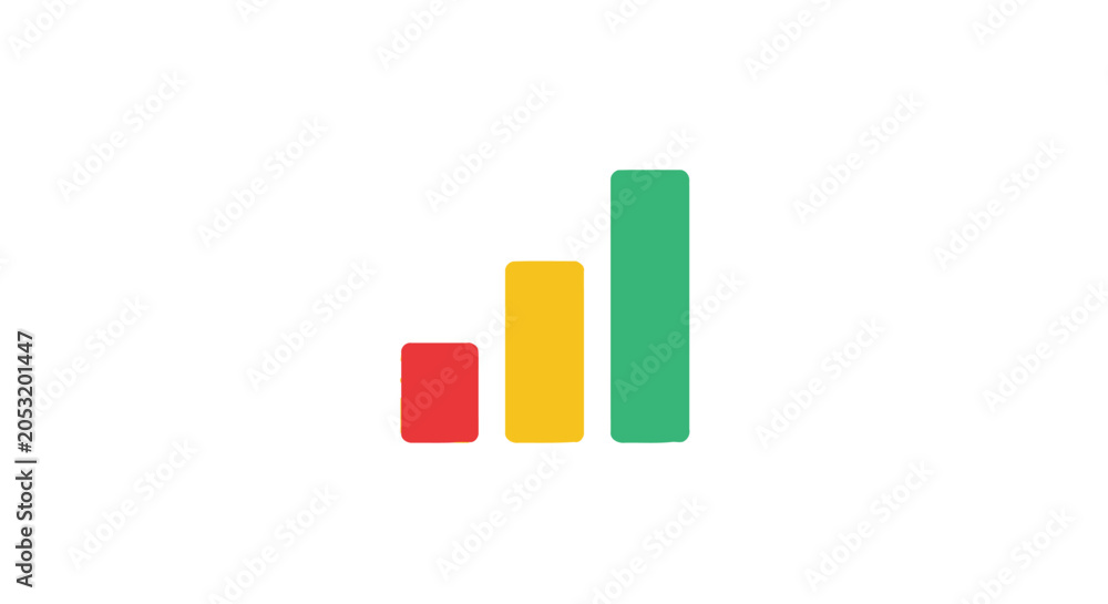 Foto Colorful bar graph chart rising.