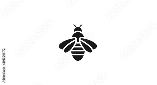Tableau sur toile Black silhouette of a flying bee.