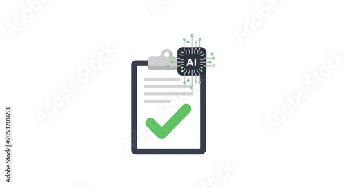 Obraz na płótnie AI robot clipboard checklist document.