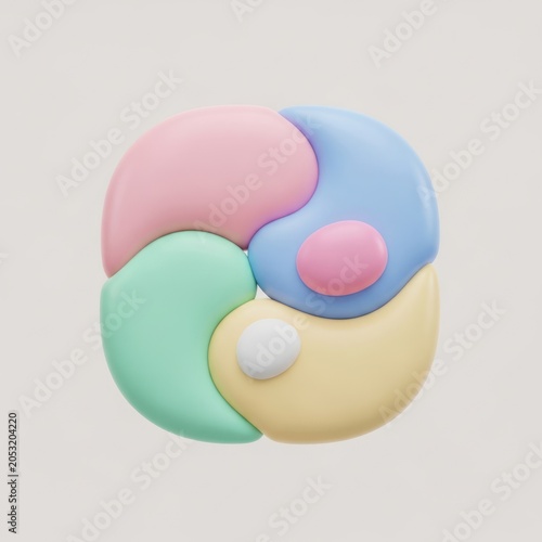 Abstract colorful 3 d rendered design isolated on white background