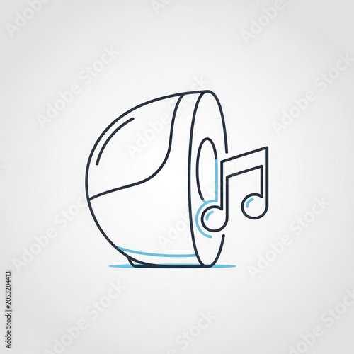 Abstract illustration of a speaker with musical notes modern design