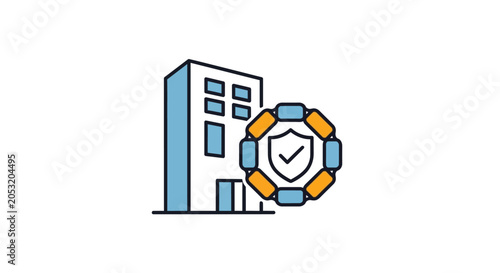 Quadro su tela Building with shield security icon.