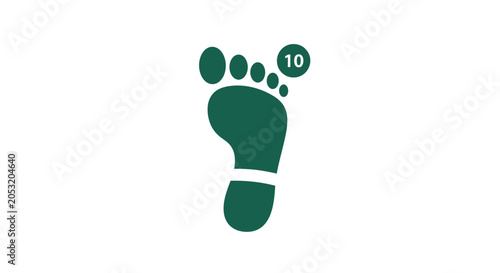 Tableau sur toile Green Footprint Icon With Number Ten.
