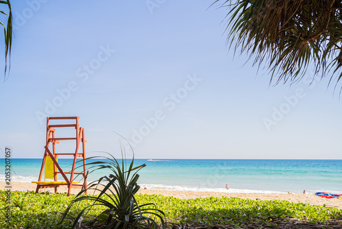 Lifeguard chair on the beach at Phuket Thailand.