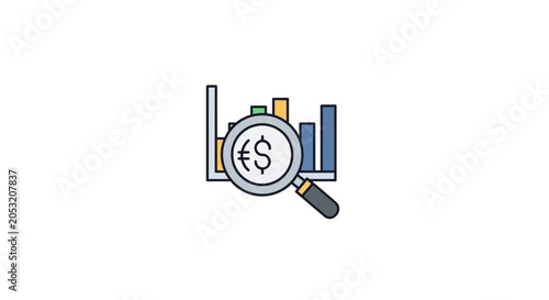 Obraz na plátně Magnifying glass with dollar sign symbol.