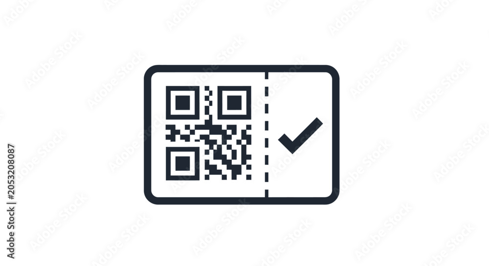 Obraz na plátně QR code with check mark symbol.