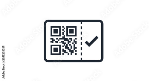 Foto QR code with check mark symbol.