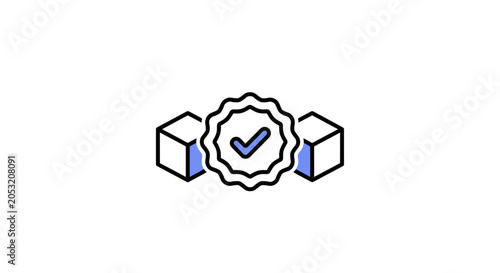 Schilderij op canvas Quality control assurance check mark icon.