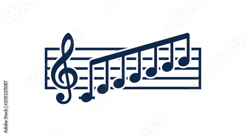 Foto Music notes on a staff.