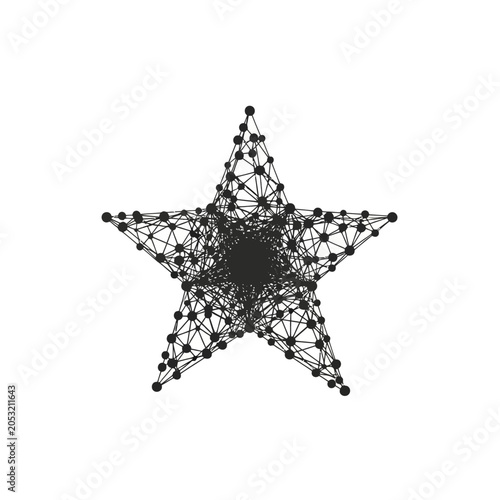 Abstract Five Pointed Star Shape Formed by Connected Dots and Lines Neural Network Concept