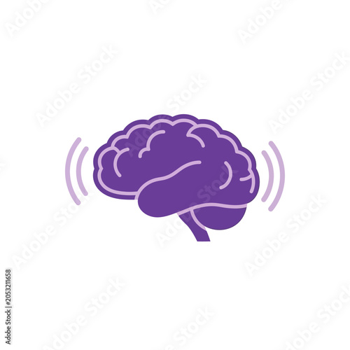 Illustration of a human brain with subtle wavy lines emanating from it, symbolizing thought or activity