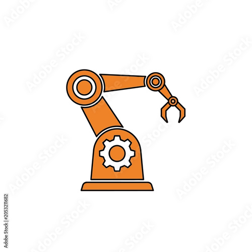 Industrial Automation Robot Arm Icon with Gear for Modern Manufacturing Process