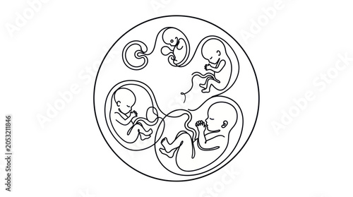 Photos Multiple Fetus Development in Uterus Illustration