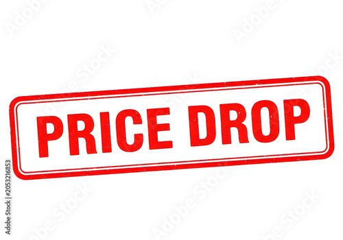 Attention-grabbing price drop sale notice with bold red stamp design isolated on transparent background