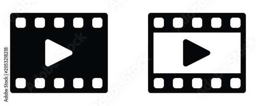 Play video icon vector with media player symbols for film, streaming, and entertainment.