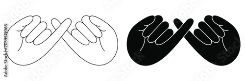 Foto Pinky swear icon set featuring promise gesture symbols and friendship commitment concepts