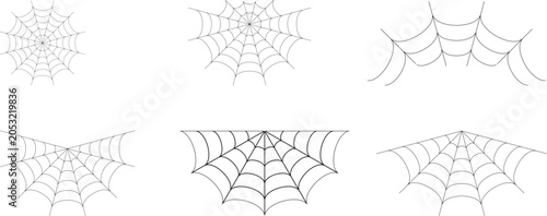 halloween Collection of various spider web designs with white background